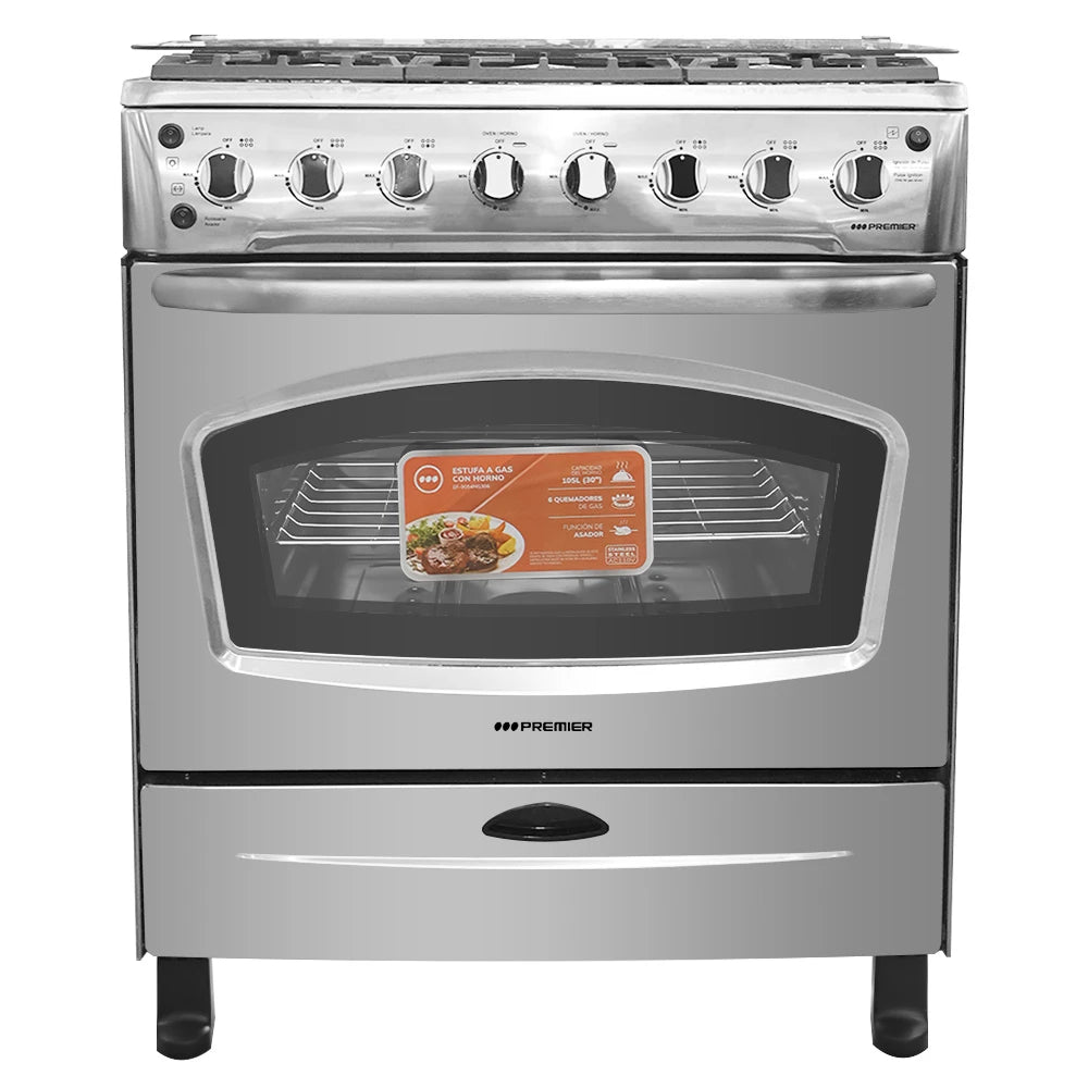 Estufa /Cocina a gas Marca Premier de 30 pulgadas con 6 hornillas