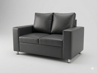 Sofá Love Seat de 2 Plazas en Cuerina Negra.