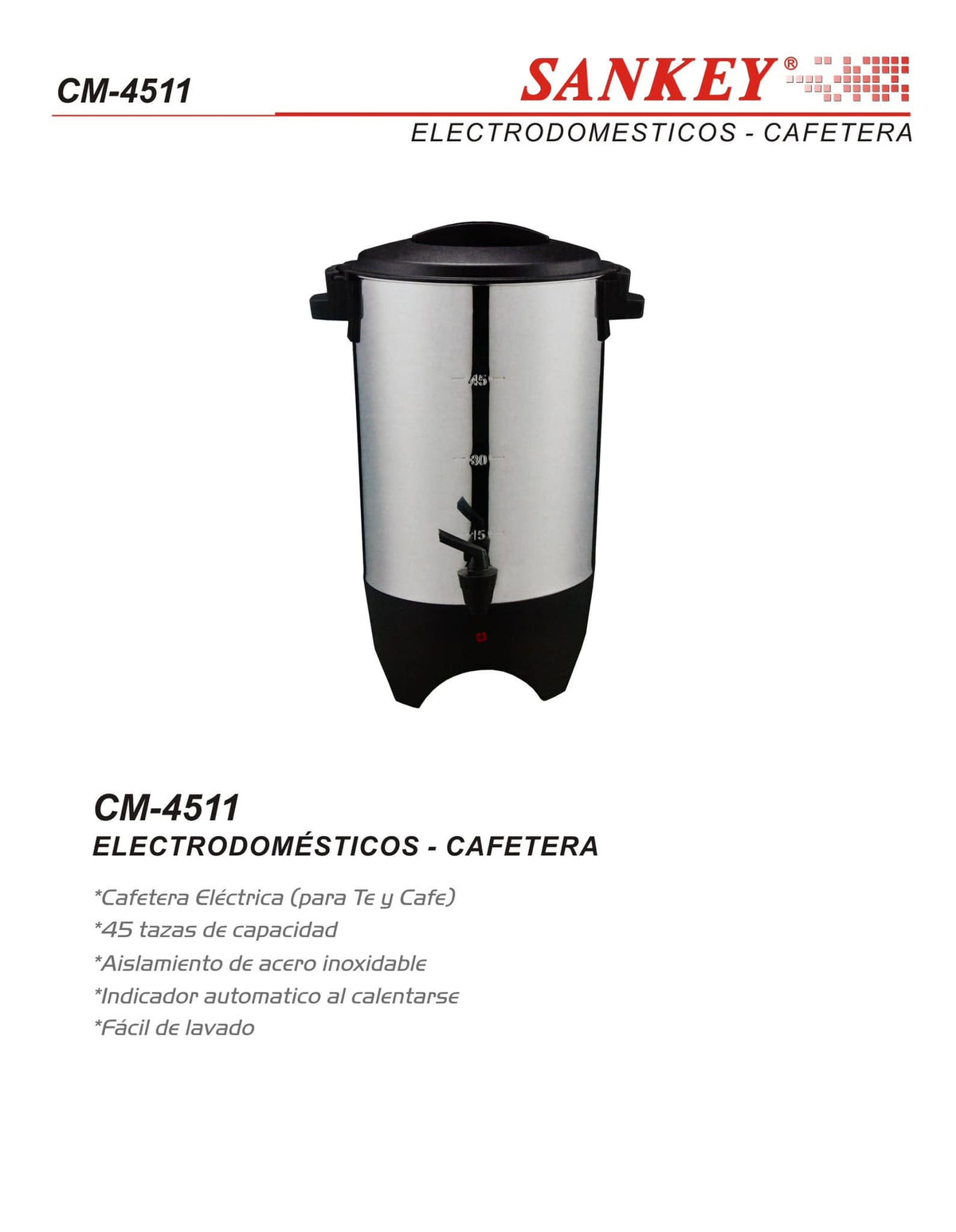 Cafetera Percoladora 45 Tzs SANKEY