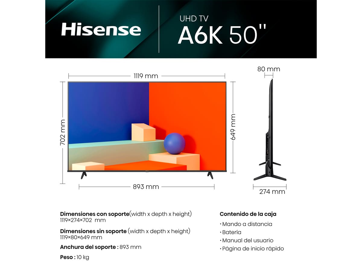 Hisense Smart TV de 50" de la serie A6 - Televisor