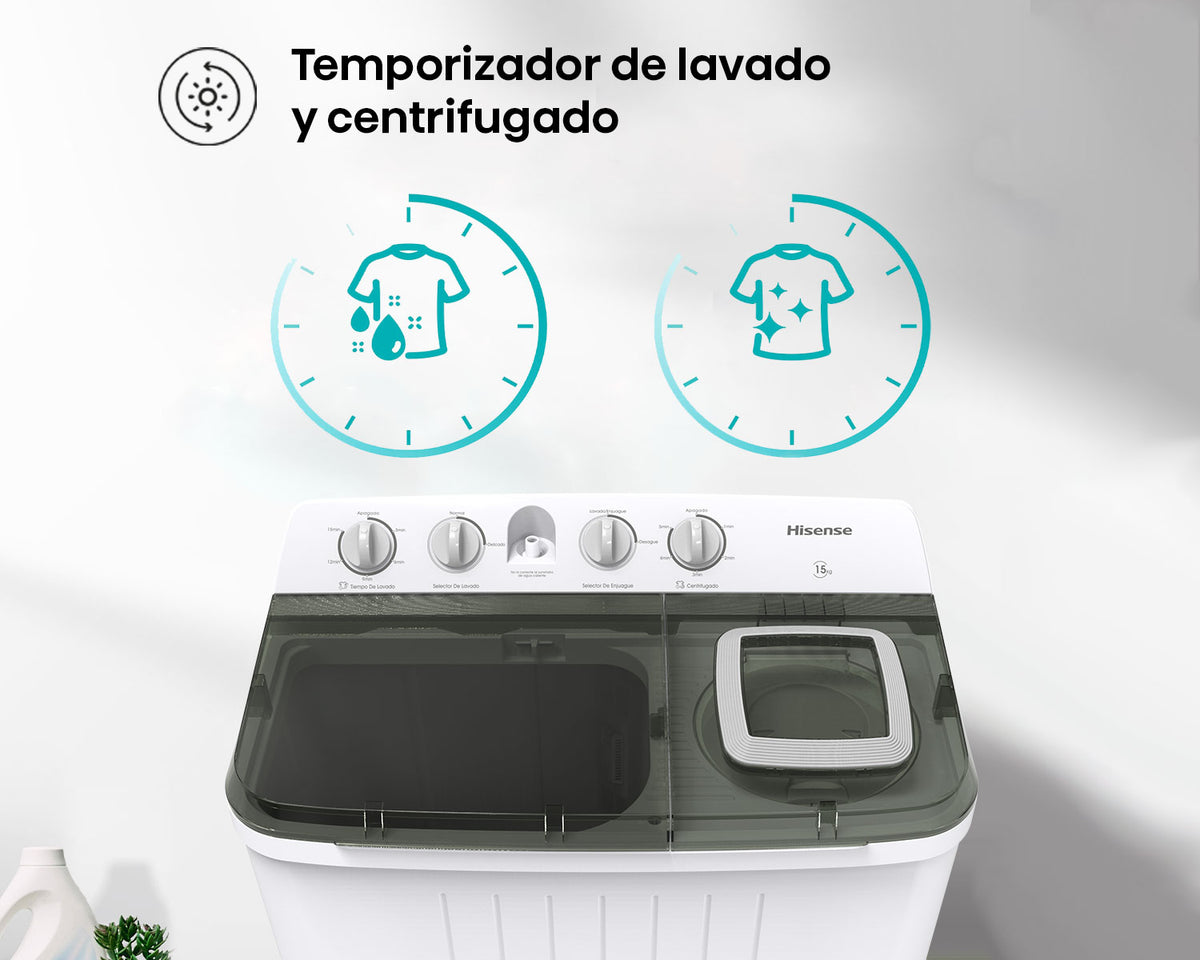Lavadora Hisense carga superior semiautomática 15 kg