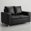 Sofá Love Seat de 2 Plazas en Cuerina Negra.