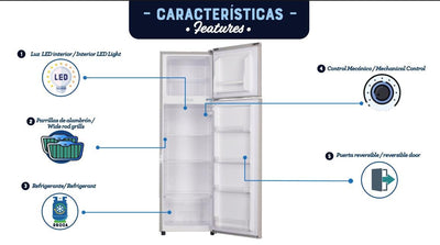 Refrigeradora Oster Frost de 2 Puertas 5.8 p. cu. 166lts.