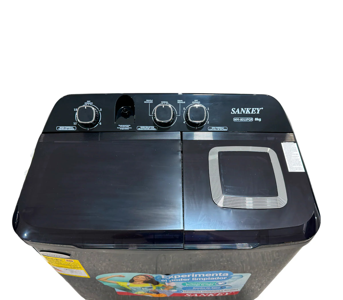 Lavadora semiautomática 8kg con bomba doble tina color negro Sankey