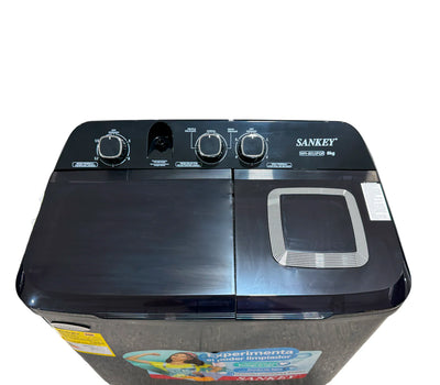 Lavadora semiautomática 8kg con bomba doble tina color negro Sankey